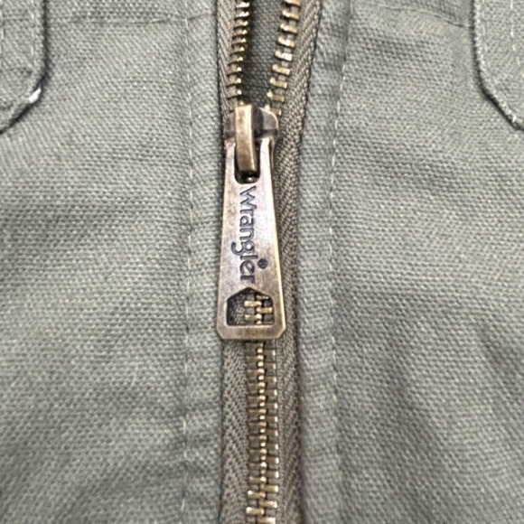 Wrangler Workwear Hooded Vest Mens 2XL Olive Green Puffer Quilted Lined Canvas - Picture 5 of 8